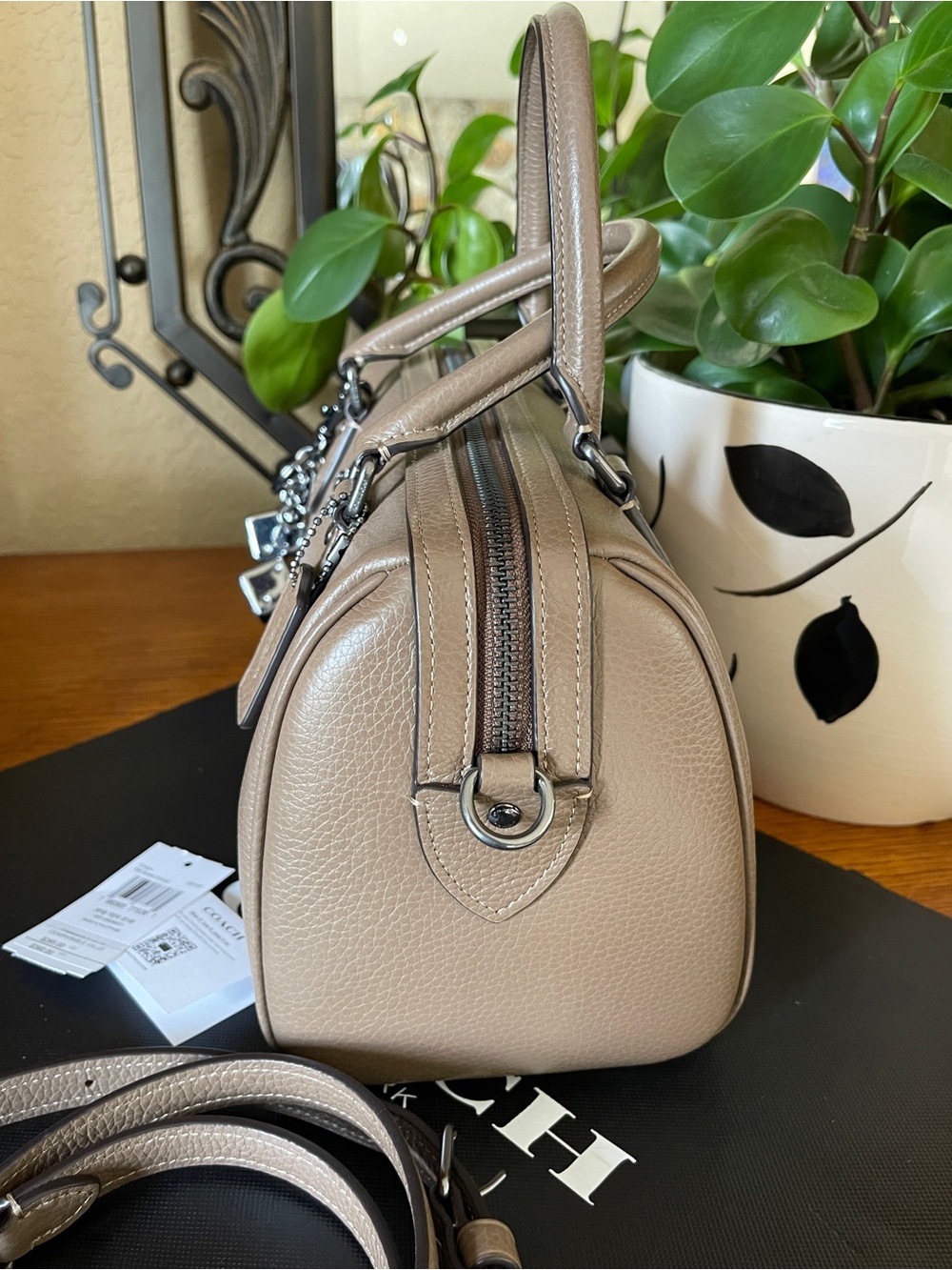NWT Coach Rowan Satchel in Dark Stone - Picture 5 of 9